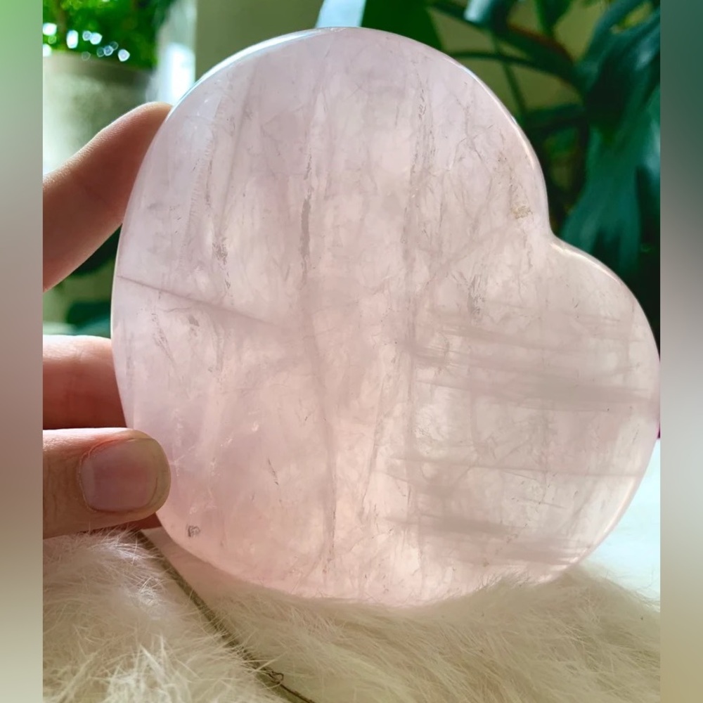 Chunky Heart Rose Quartz Heart Shaped Crystal of Love Self Love Large Puffy - Picture 5 of 7